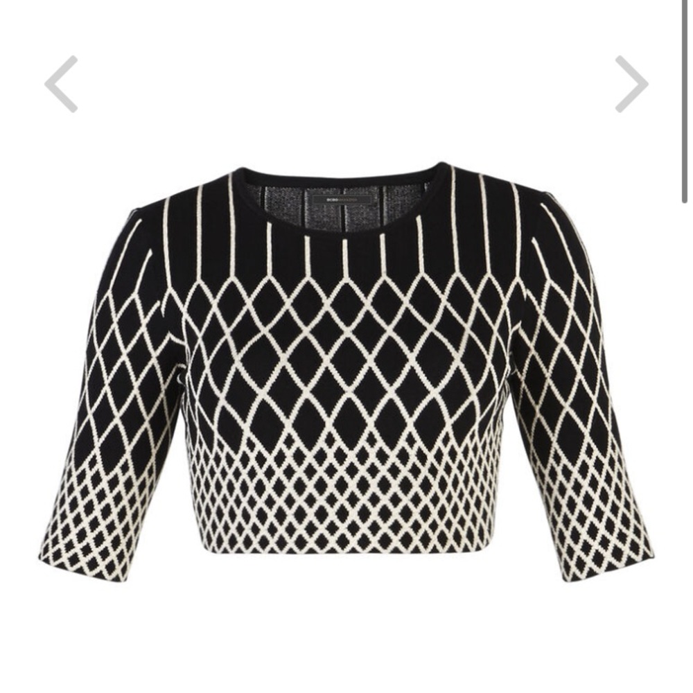 BCBG Kayle Teardrop Stripe Jacquard Crop Top